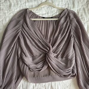 Cropped Zara Pleated sheer long sleeve